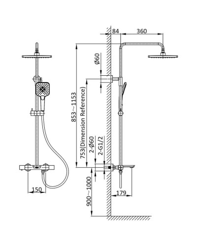 Душевая система 250 мм Vincea Next VSFS-1N1TMB