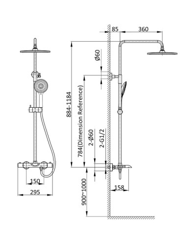 Душевая система 250 мм Vincea Esse VSFS-1E1TCH