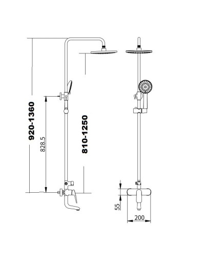 Душевая система 246 мм Savol SK-H7401