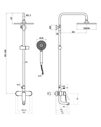 Душевая система 246 мм Savol SK-H6401
