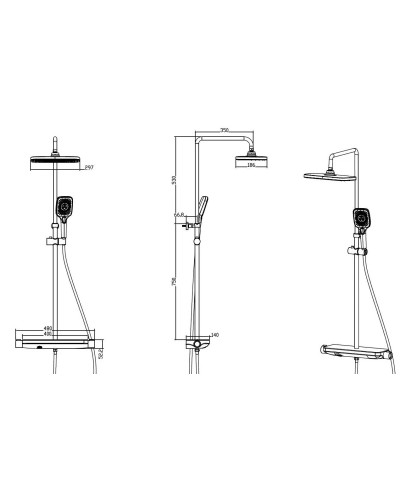 Душевая система 297х186 мм Savol SK-H3445H