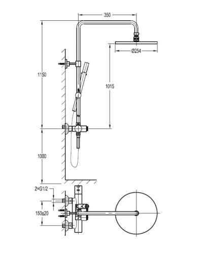 Душевая система 254 мм Cezares ECO-CD-T-BORO