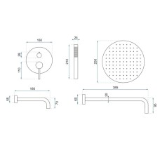 Душевой комплект 250 мм Rea Lungo REA-P6609