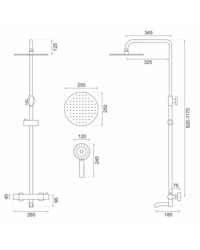 Душевая система 250 мм Rea Lungo REA-P6608