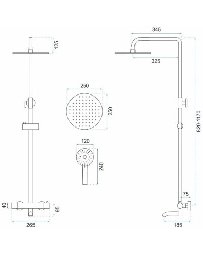 Душевая система 250 мм Rea Lungo REA-P6607