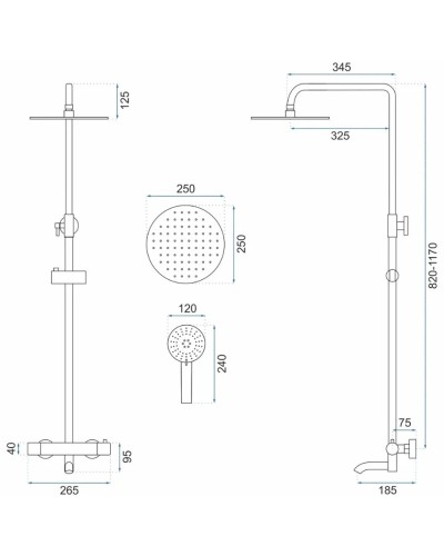 Душевая система 250 мм Rea Lungo REA-P6604