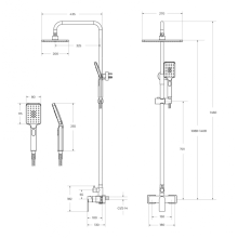 Душевая стойка со смесителем, верхним и ручным душем CEZARES SLIDER-CD-IN