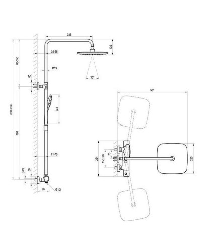 Душевая система Ravak 10° X070103 с термостатом Хром
