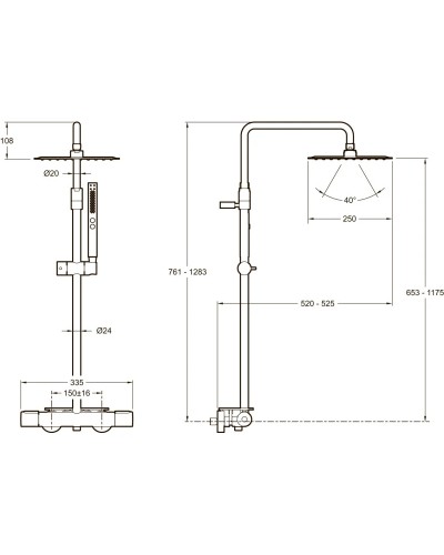 Душевая система 250 мм Jacob Delafon Metro E26596-CP