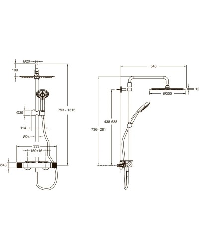 Душевая система 300 мм Jacob Delafon Rivoli E30117-CP