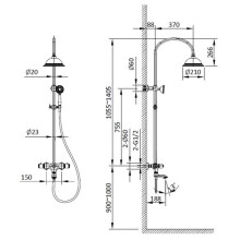 Душевая система 210 мм AltroBagno Beatrice AltroBagnoBeatrice030404Or