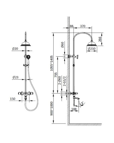 Душевая система 210 мм AltroBagno Beatrice AltroBagnoBeatrice030404Or