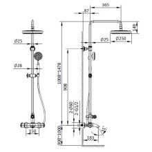 Душевая система 250 мм AltroBagno Beatrice AltroBagnoBeatrice030407BrNe