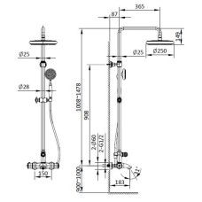 Душевая система 250 мм AltroBagno Beatrice AltroBagnoBeatrice030407BrNe