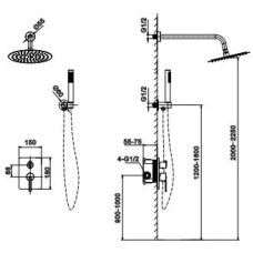 Душевой комплект 250 мм AltroBagno Unione AltroBagnoUnione040409GrMt