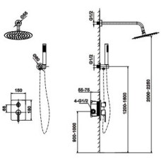 Душевой комплект 250 мм AltroBagno Unione AltroBagnoUnione040108GrMt