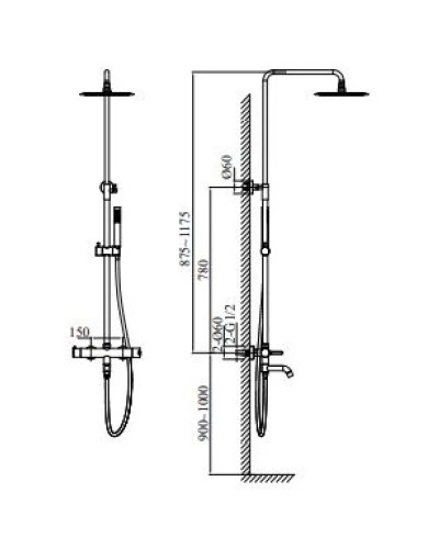 Душевая система 250 мм AltroBagno Unione AltroBagnoUnione030209NeOp