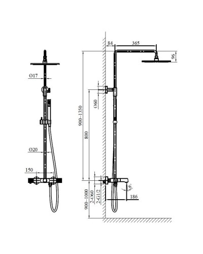 Душевая система 250 мм AltroBagno Intento AltroBagnoIntento030421GrNe