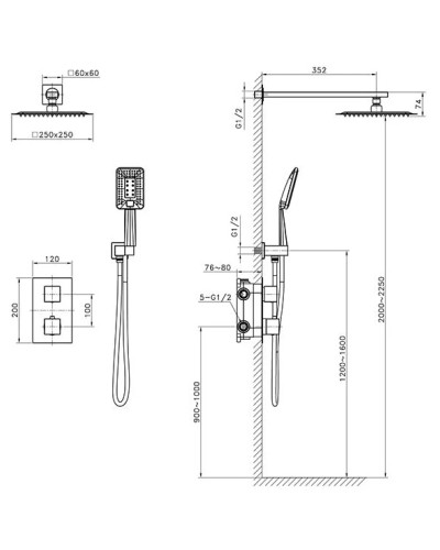 Душевой комплект 250 мм AltroBagno Aperto AltroBagnoAperto040104NeOp