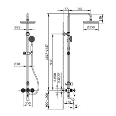 Душевая система 250 мм AltroBagno Opera AltroBagnoOpera030207Br