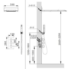Душевой комплект 330 мм AltroBagno Cascata AltroBagnoCascata040101Cr