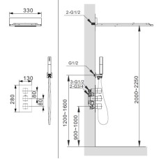 Душевой комплект 330 мм AltroBagno Cascata AltroBagnoCascata040101Cr