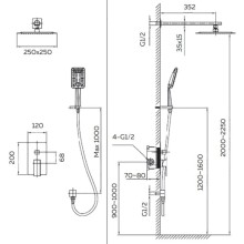 Душевой комплект 250 мм AltroBagno Lamberto AltroBagnoLamberto040105NeOp