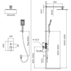 Душевой комплект 250 мм AltroBagno Lamberto AltroBagnoLamberto040105NeOp