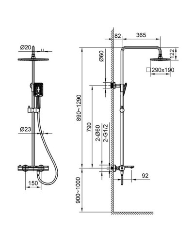 Душевая система 290x190 мм AltroBagno Lamberto AltroBagnoLamberto030417NeOp