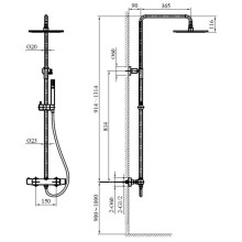 Душевой комплект 250 мм AltroBagno Metropoli AltroBagnoMetropoli030422NeOp