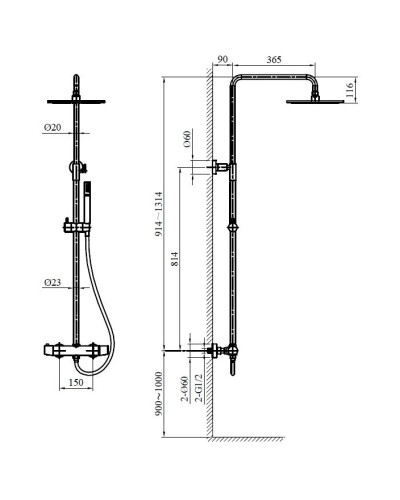 Душевой комплект 250 мм AltroBagno Metropoli AltroBagnoMetropoli030422NeOp