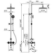 Душевая система 250 мм AltroBagno Opera AltroBagnoOpera030206Or