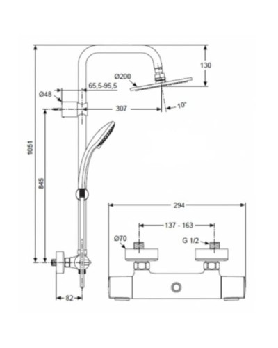Душевая система Ideal Standard IdealDuo A5686AA