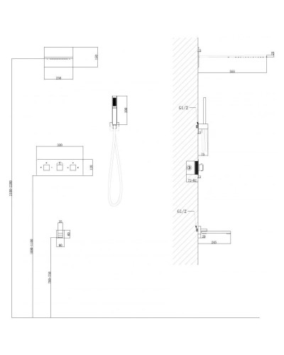 Душевой комплект 555х230 мм Abber Daheim AF8253