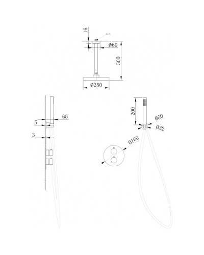 Душевой комплект 250 мм Abber Wasser Kreis AF8121