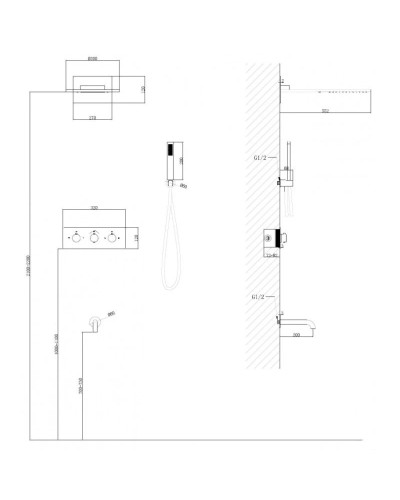 Душевой комплект 300 мм Abber Wasser Kreis AF8150