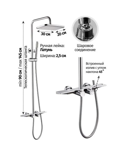 Душевая система 300х190 мм Grocenberg GB7038CR