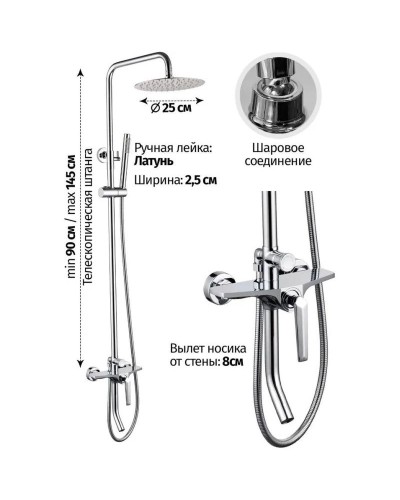 Душевая система 250 мм Grocenberg GB7025CR