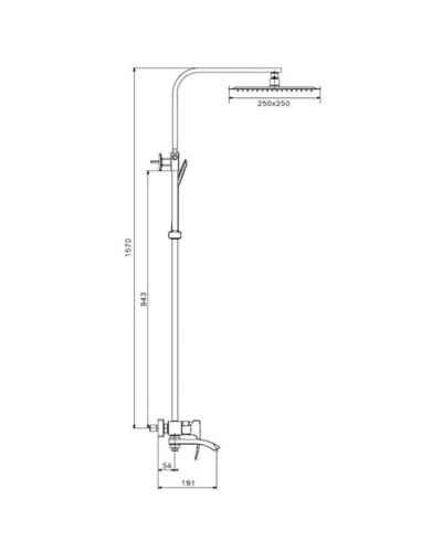 Душевая система 250 мм Grocenberg GB7007-1GO