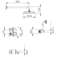 Душевой комплект 230 мм Rose R0235E