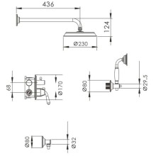 Душевой комплект 230 мм Rose R0235E