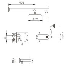 Душевой комплект 230 мм Rose R0235H