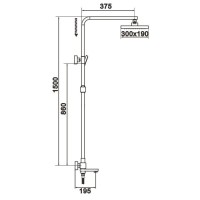 Душевая система 300х190 мм Rose R1036