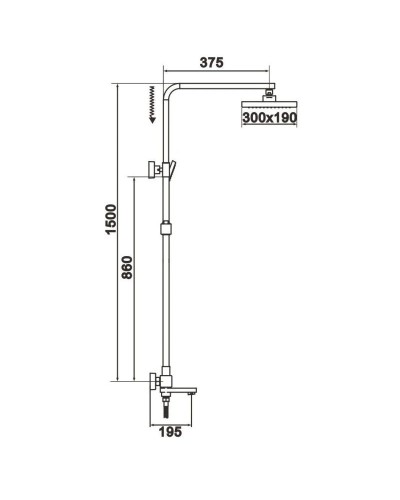 Душевая система 300х190 мм Rose R1036