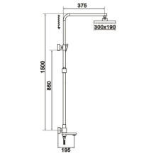 Душевая система 300х190 мм Rose R1036H