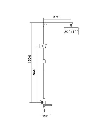 Душевая система 300х190 мм Rose R1096H