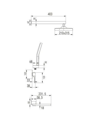Душевой комплект 315х210 мм Rose R1035