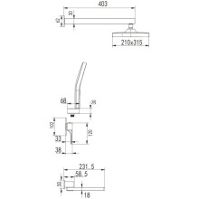 Душевой комплект 315х210 мм Rose R1035T