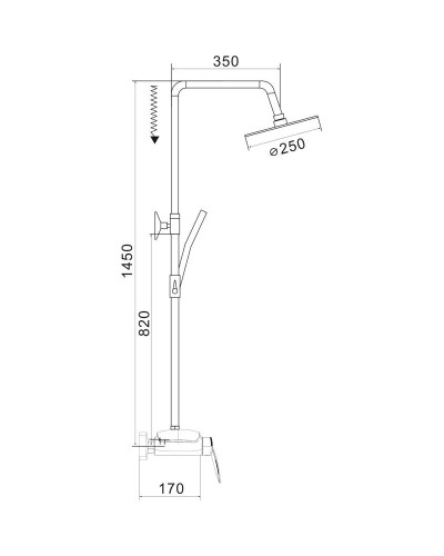 Душевая система 250 мм Rose R1136