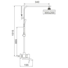 Душевая система 300х200 мм Rose R1556F